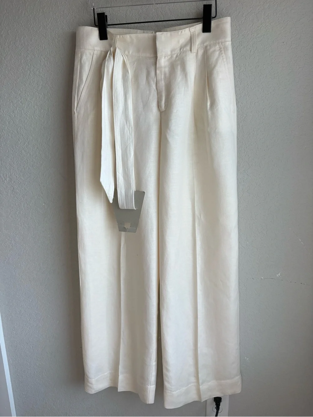 Banana Republic linen Blend Pleated Wide Leg Pants size 6 belted full length
